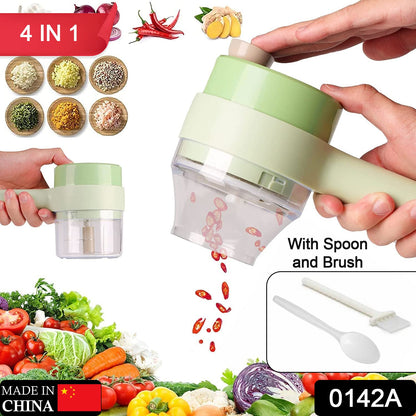 0142A  4 IN 1 ELECTRIC HANDHELD COOKING HAMMER VEGETABLE CUTTER SET ELECTRIC FOOD CHOPPER MULTIFUNCTION VEGETABLE FRUIT SLICER DeoDap