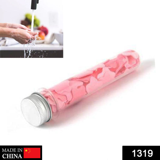 1319 Portable Hand Washing Bath Flower Shape Paper Soap Strips In Test Tube Bottle DeoDap