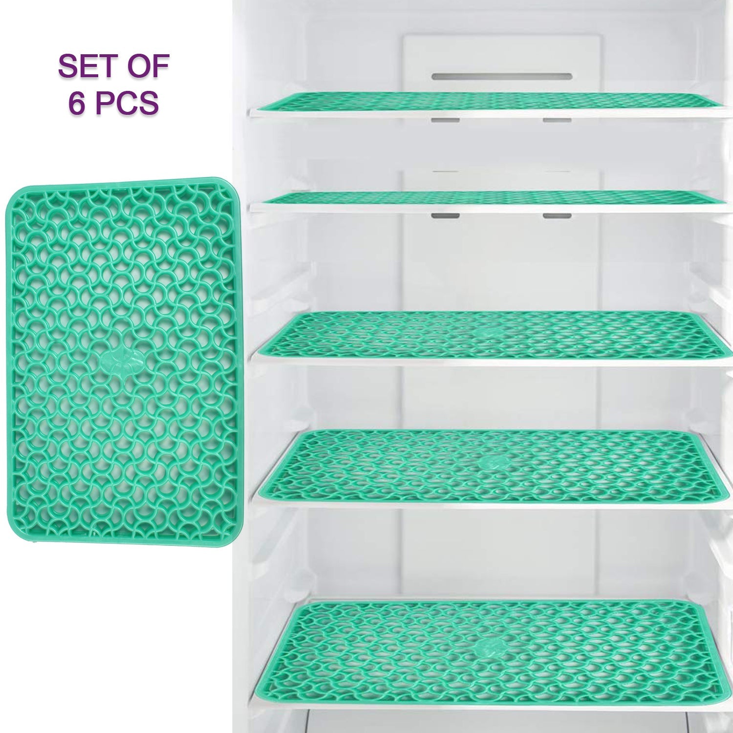 5237 Waterproof PVC Refrigerator Drawer Mats/ Multipurpose Mats/Fridge Mats Set of 6 Pcs DeoDap