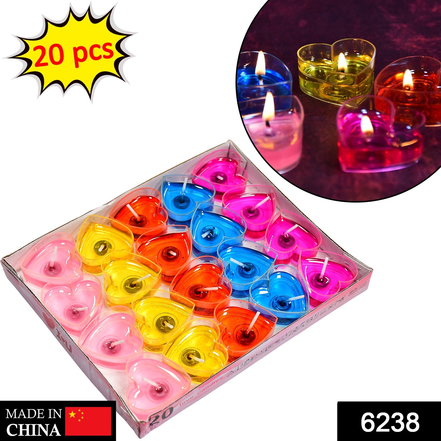 6238 Heart Shape Wax Scented Candles. (Pack of 20 pcs) DeoDap