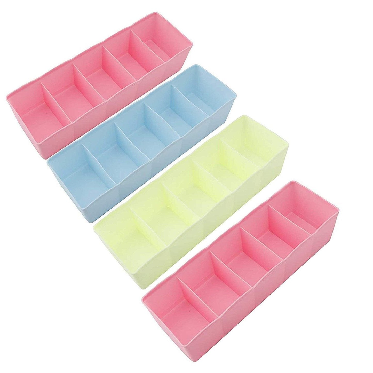 236 5-Compartments Socks/Handkerchief/Underwear Storage Box Socks Drawer Closet Organizer Storage Boxes (pack of 4) DeoDap