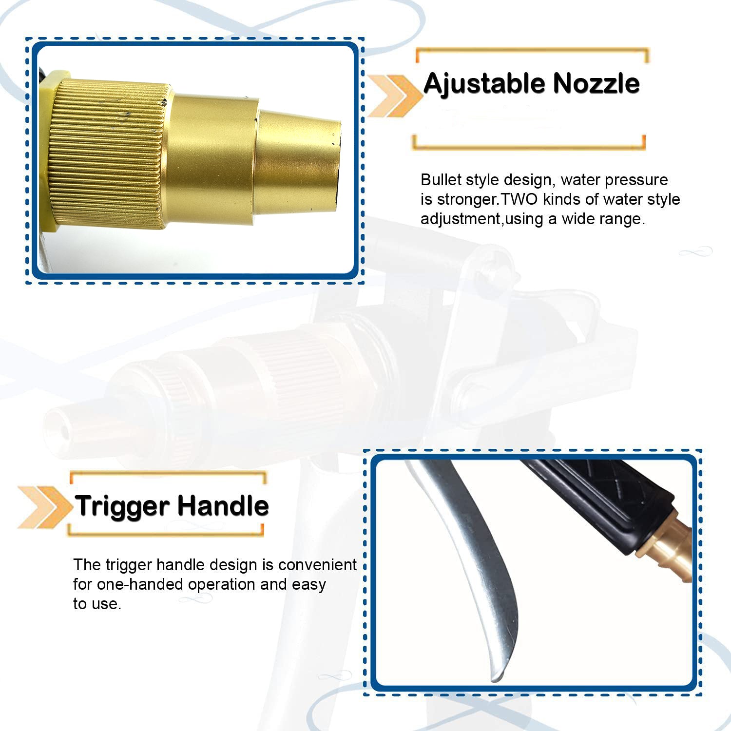 1693A Durable Gold Color Trigger Hose Nozzle Water Lever Spray DeoDap