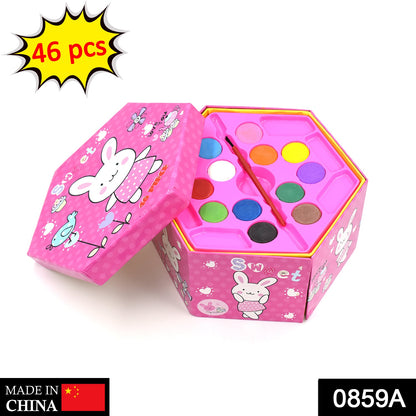 0859A Colouring Combo Colors Box Color Pencil,Crayons, Water Color, Sketch Pens Set of 46 DeoDap