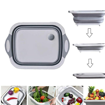 098 Foldable Chopping Board, Dish Rack, Washing Bowl & Draining Basket, 3in1 Multi-Function DeoDap