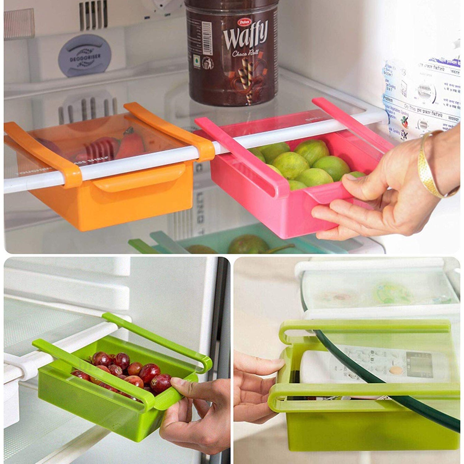 0160 Fridge Space Saver Organizer Slide Storage Racks Shelf (1 pcs) DeoDap