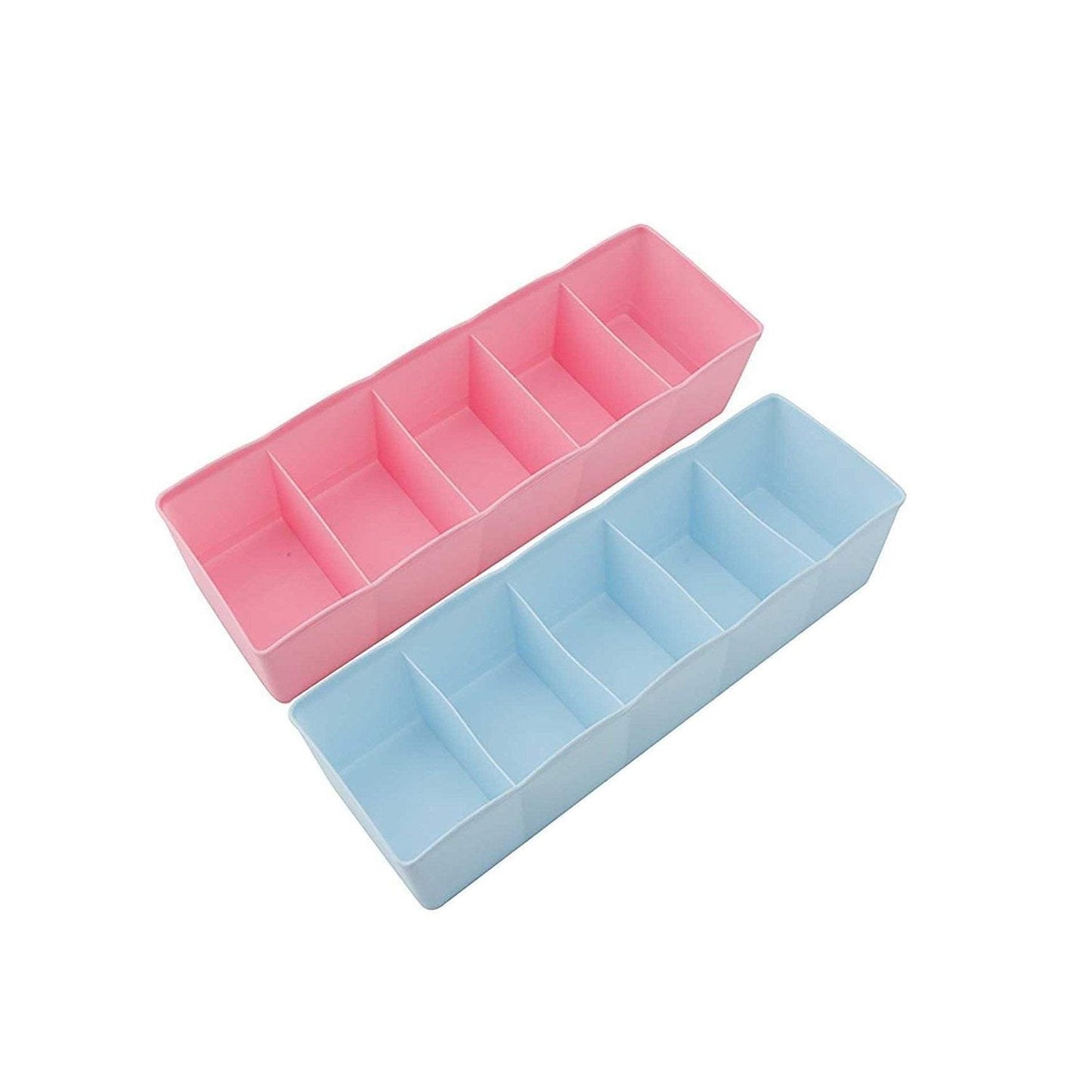 235 5-Compartments Socks/Handkerchief/Underwear Storage Box Socks Drawer Closet Organizer Storage Boxes (pack of 2) DeoDap