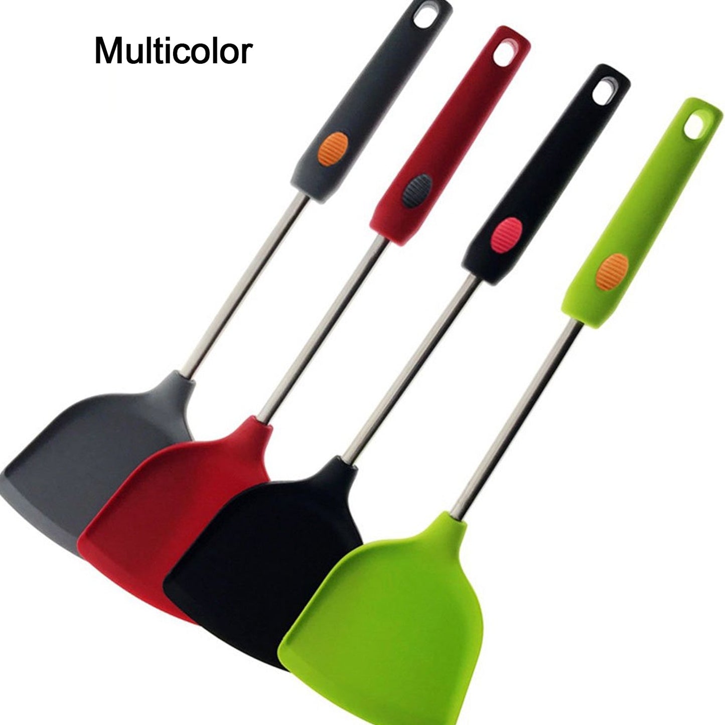 2690 Kitchen turner Heat Resistant Silicone Non-stick Silicone turner Grip Non Stick Long Handle Cooking turner DeoDap