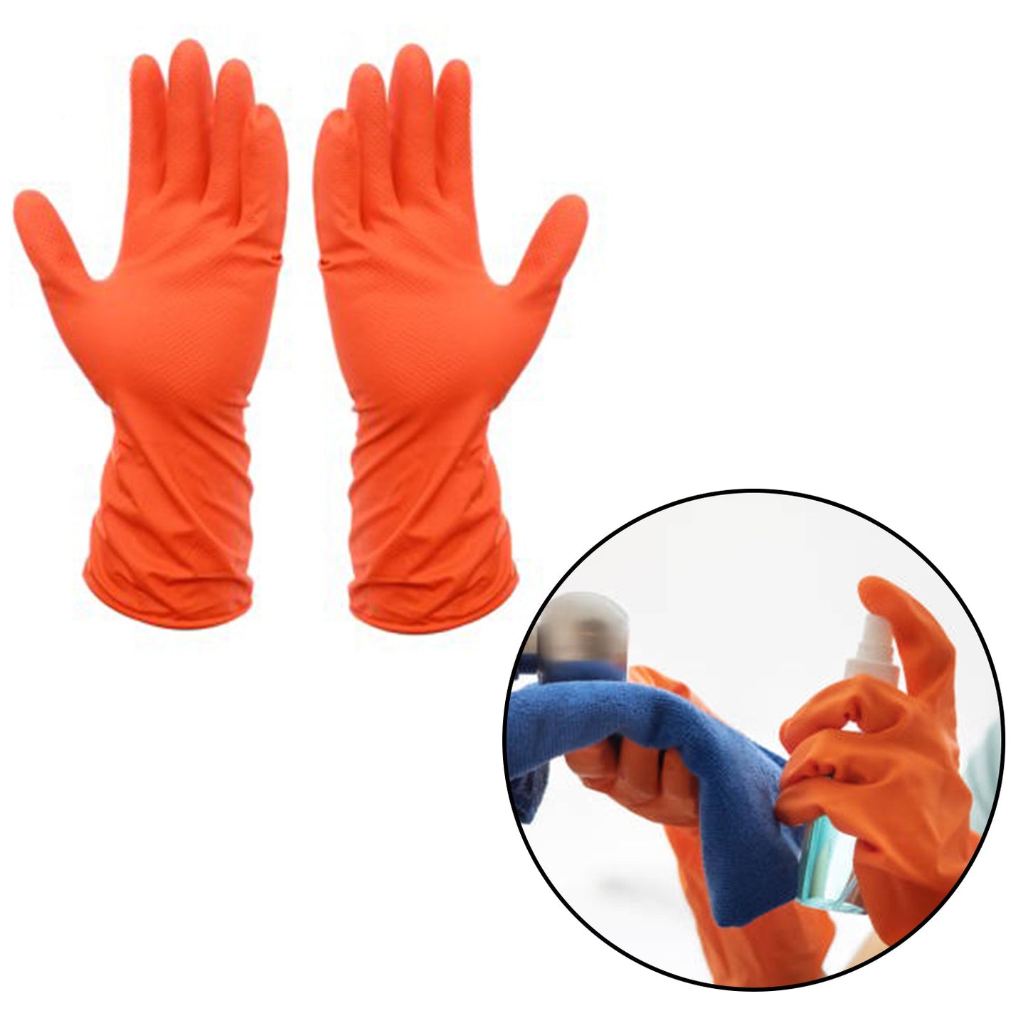 4851 2 Pair Large Orange Gloves For Types Of Purposes Like Washing Utensils, Gardening And Cleaning Toilet Etc. DeoDap