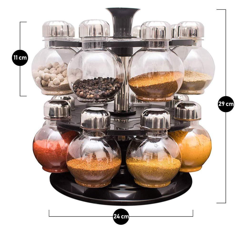 069 Multipurpose Revolving Plastic Spice Rack Set (16pcs) DeoDap