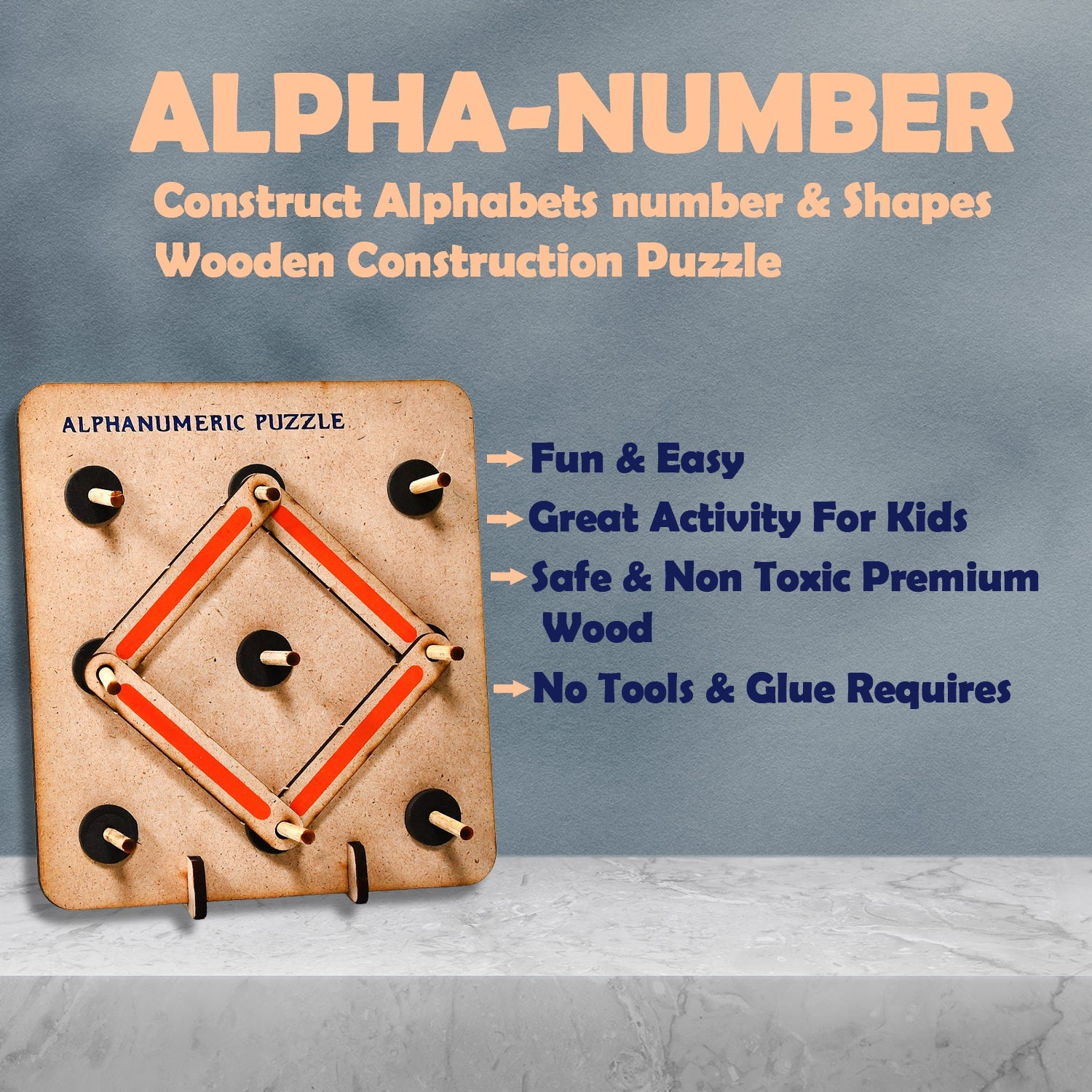 4432 Wooden Alphabets Construction Puzzle Toys For Kids 3 To 5 Years | Great Tool For Teaching Letters, Numbers & Common Shapes. DeoDap