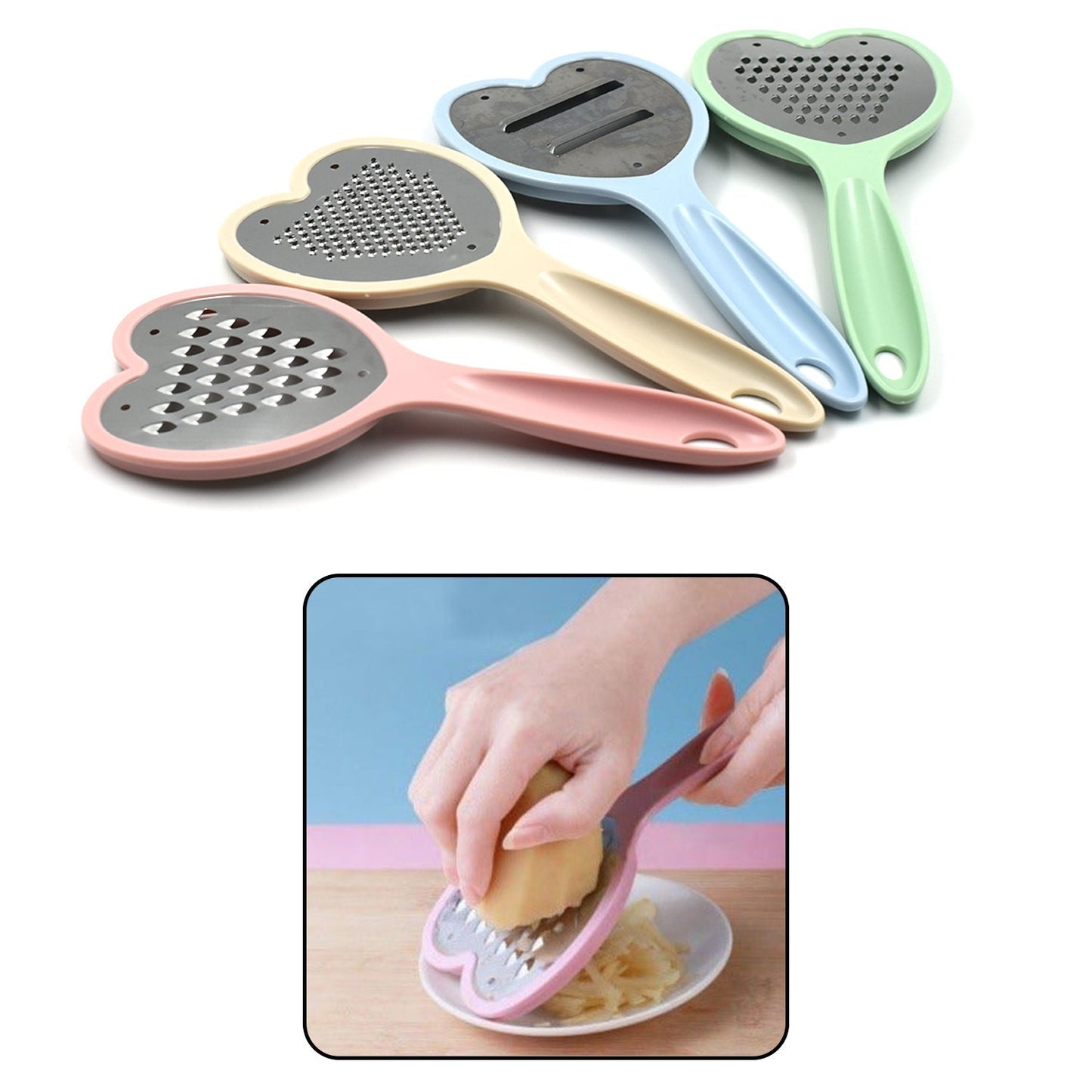 2587 Heart Grater Set and Heart Grater Slicer Used Widely for Grating and Slicing of Fruits, Vegetables, Cheese Etc. Including All Kitchen Purposes. DeoDap