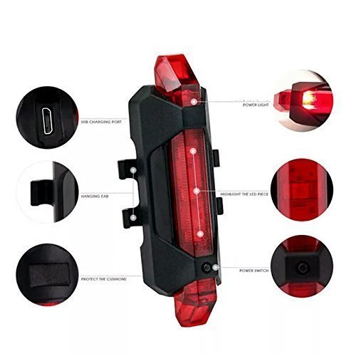 1561 Rechargeable Bicycle Front Waterproof LED Light (Red) DeoDap