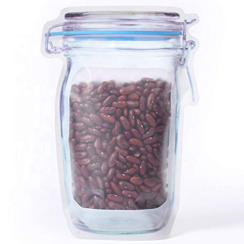 1075 Reusable Airtight Seal Plastic Food Storage Mason Jar Zipper (1000ml) DeoDap