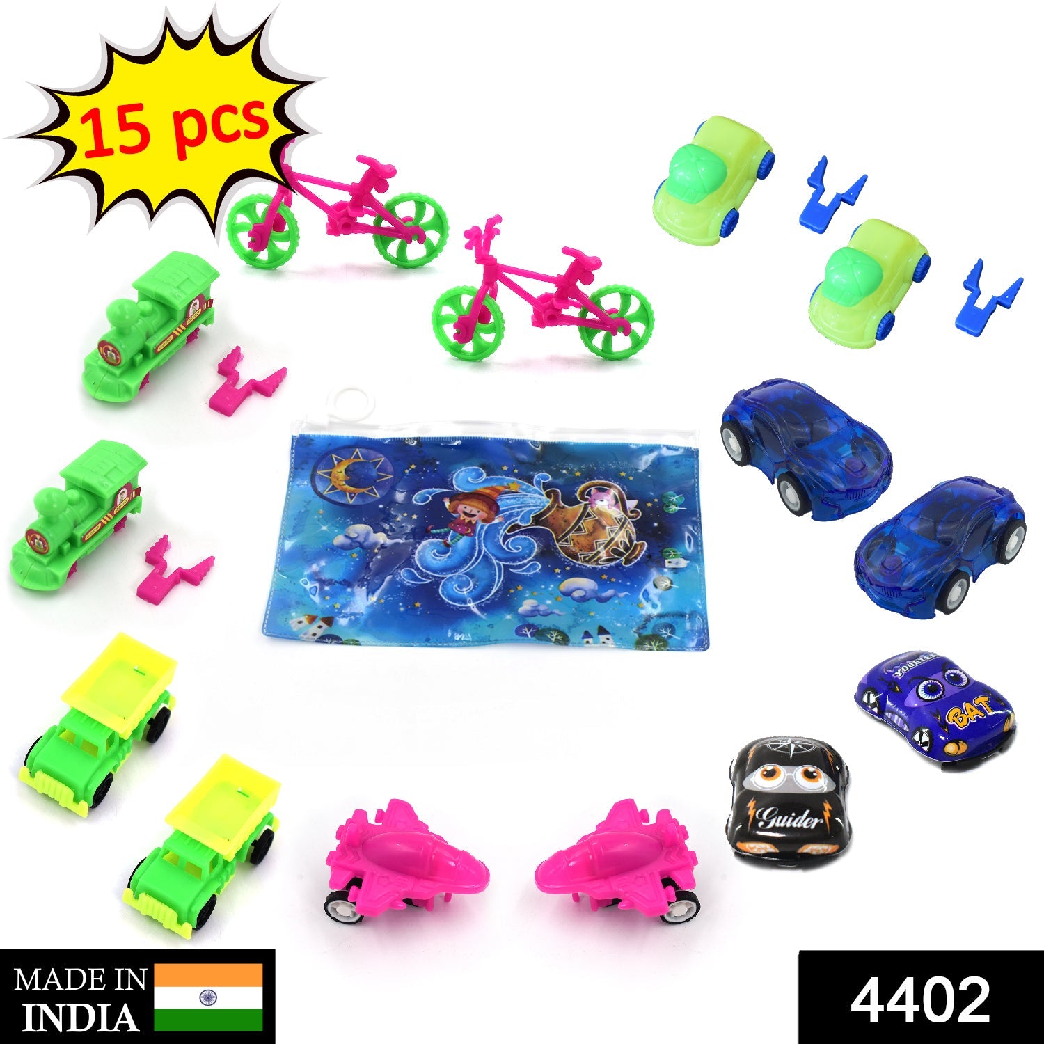 4402 Toys for Kids Friction Powered Vehicle Toy for Baby Push & Go Toys Combo Set for Boys & Girls ( Pack of 15) DeoDap