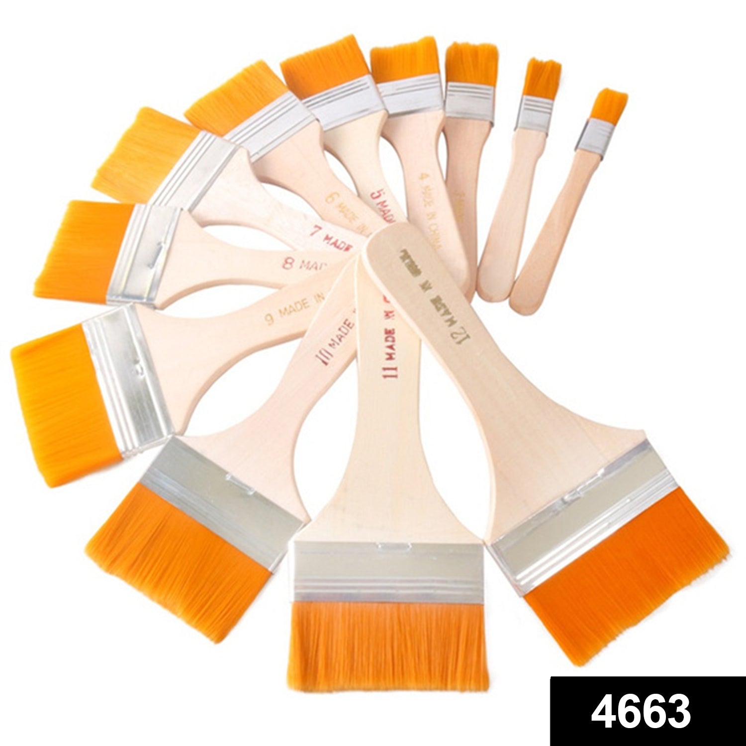 4663 Artistic Flat Painting Brush - Set of 12 DeoDap