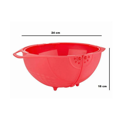 2145  Plastic Revolving Multi Functional Rice, Vegetable Fruit Wash Basket Bowl (Multi Colour) DeoDap