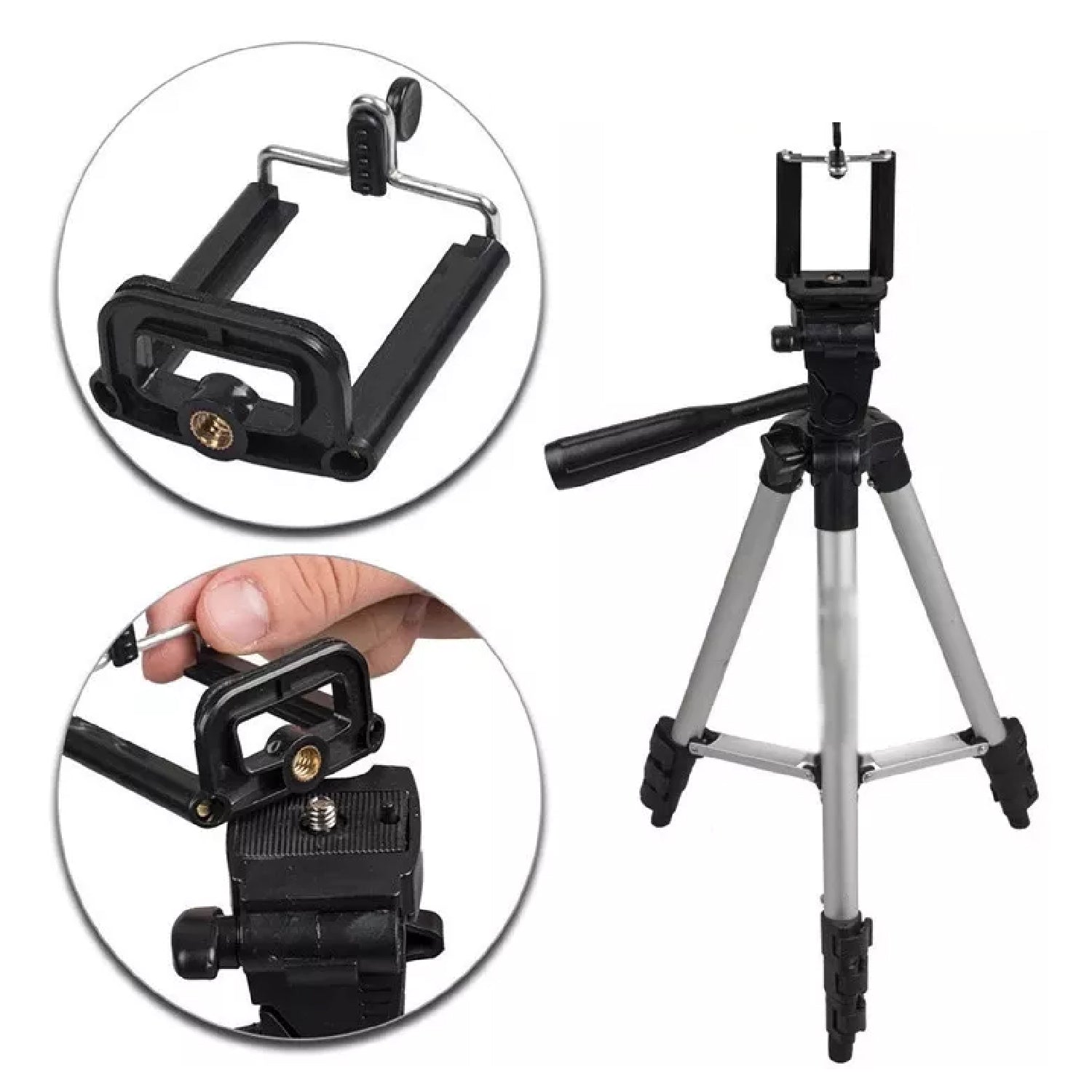 6253 Universal Lightweight Tripod with Mobile Phone Holder Mount & Carry Bag for All Smart Phones DeoDap