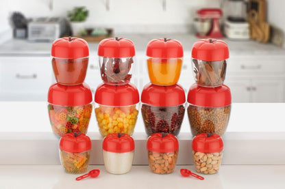 2274 Air Tight Apple Shape Storage Container - 500 ml, 800 ml and 1500 ml (4 Pcs Each Size, 12 Pcs) DeoDap