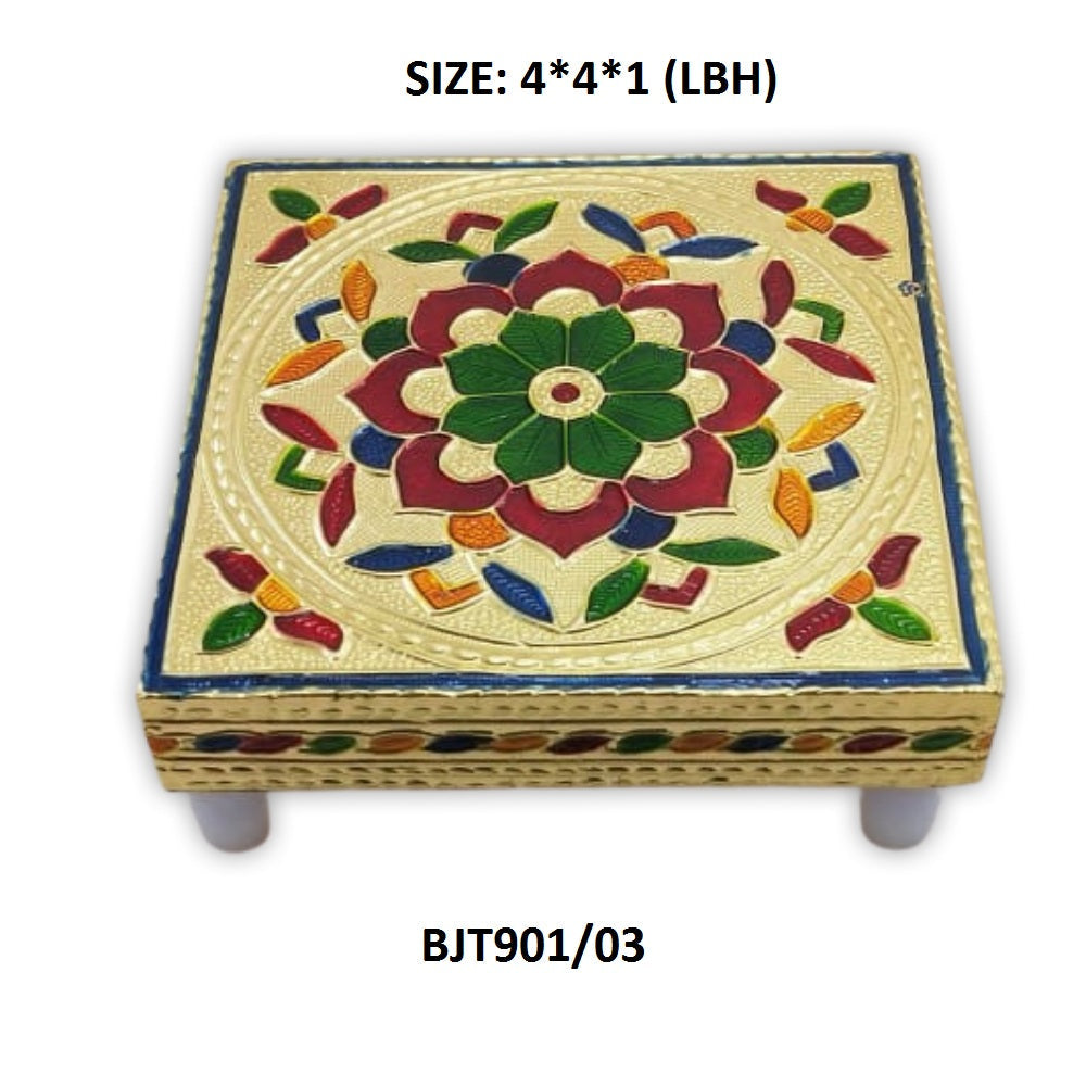 2122 Multipurpose Traditional Decorative Design Wooden Chowki/Bajot DeoDap