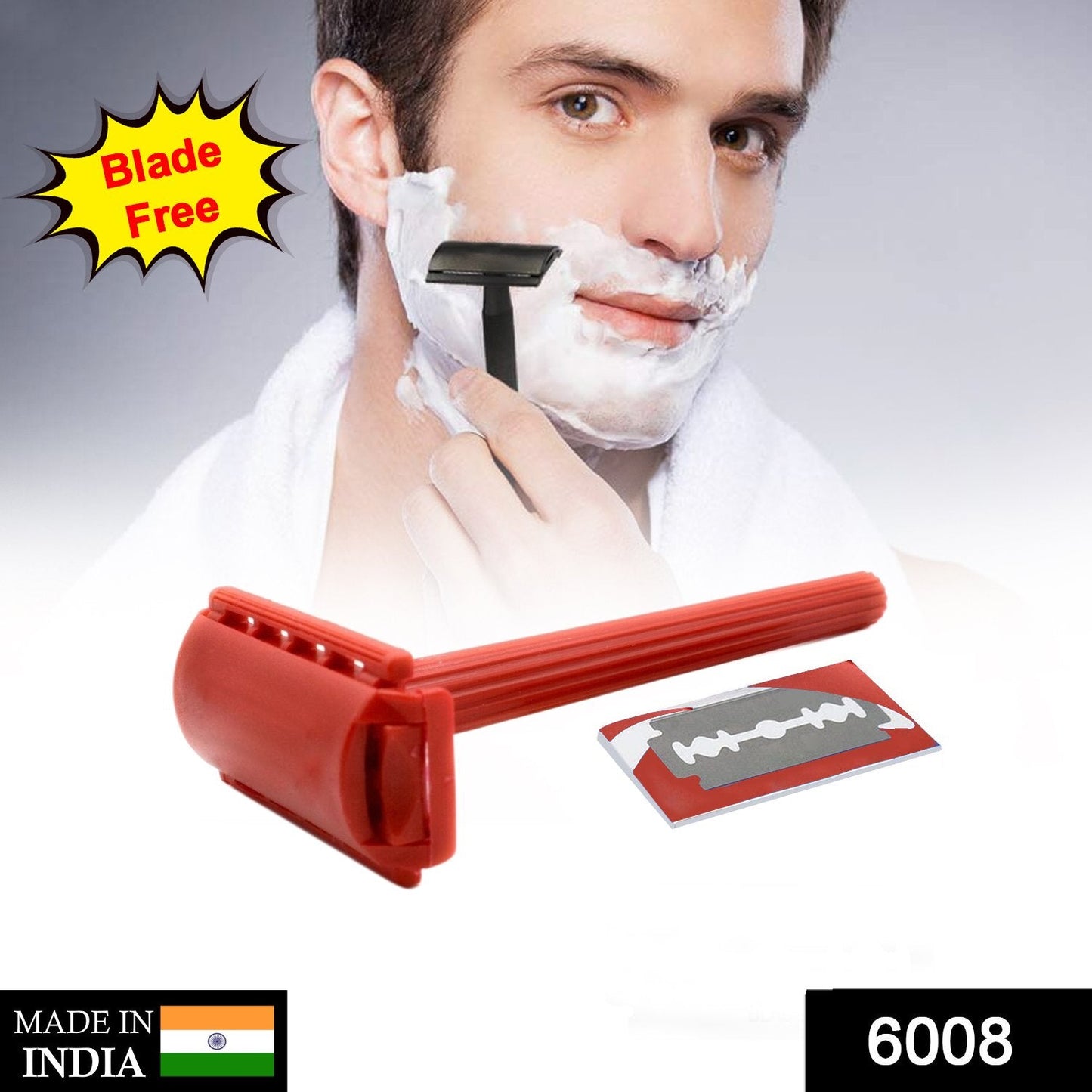 6008 Shaving Razor for Men Blade Razor with Plastic Grip Handle (With Card Packing) DeoDap