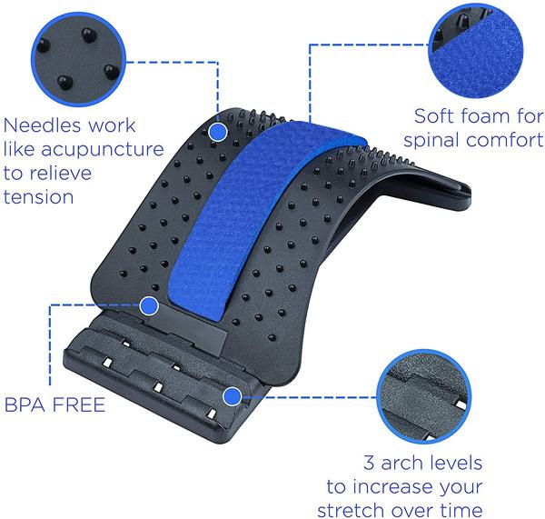 1653 Multi-Level Back Stretching Device Back Massager Lumbar Support DeoDap