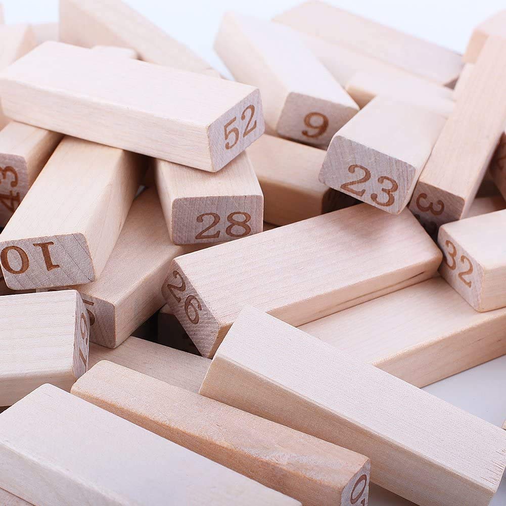 1911 54 Pcs Blocks 4 Dices Wooden Tumbling Stacking Building DeoDap