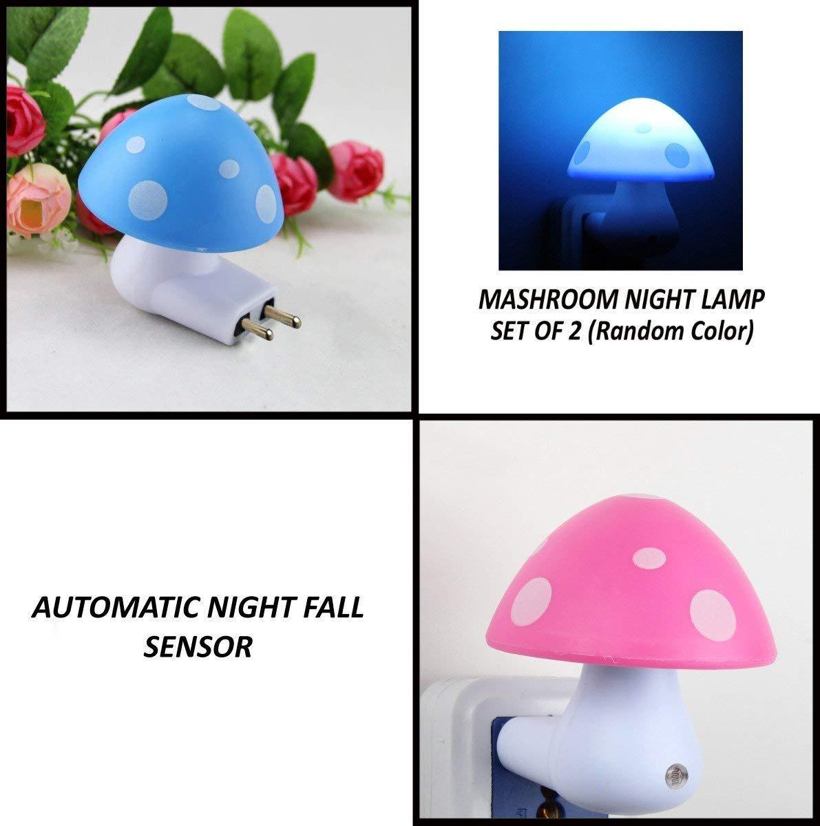 0254 Automatic Night Sensor Mushroom Lamp (0.2 watt, Multicolour) DeoDap