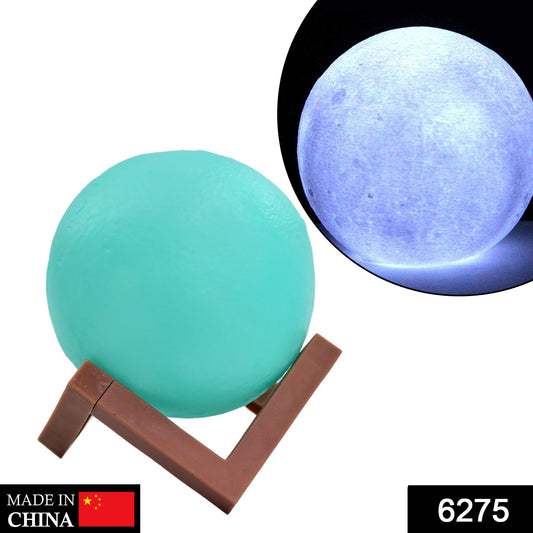 6275 Moon Night Lamp Blue Color with wooden Stand Night Lamp for Bedroom DeoDap