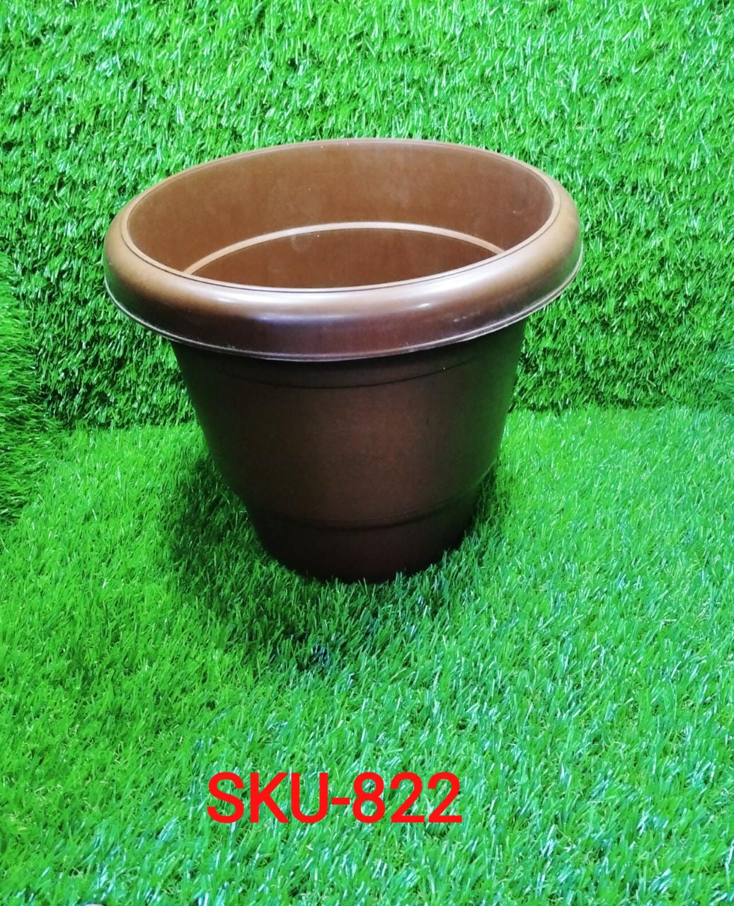 0822 Garden Heavy Plastic Planter Pot/Gamla  (Brown, Pack of 1) DeoDap