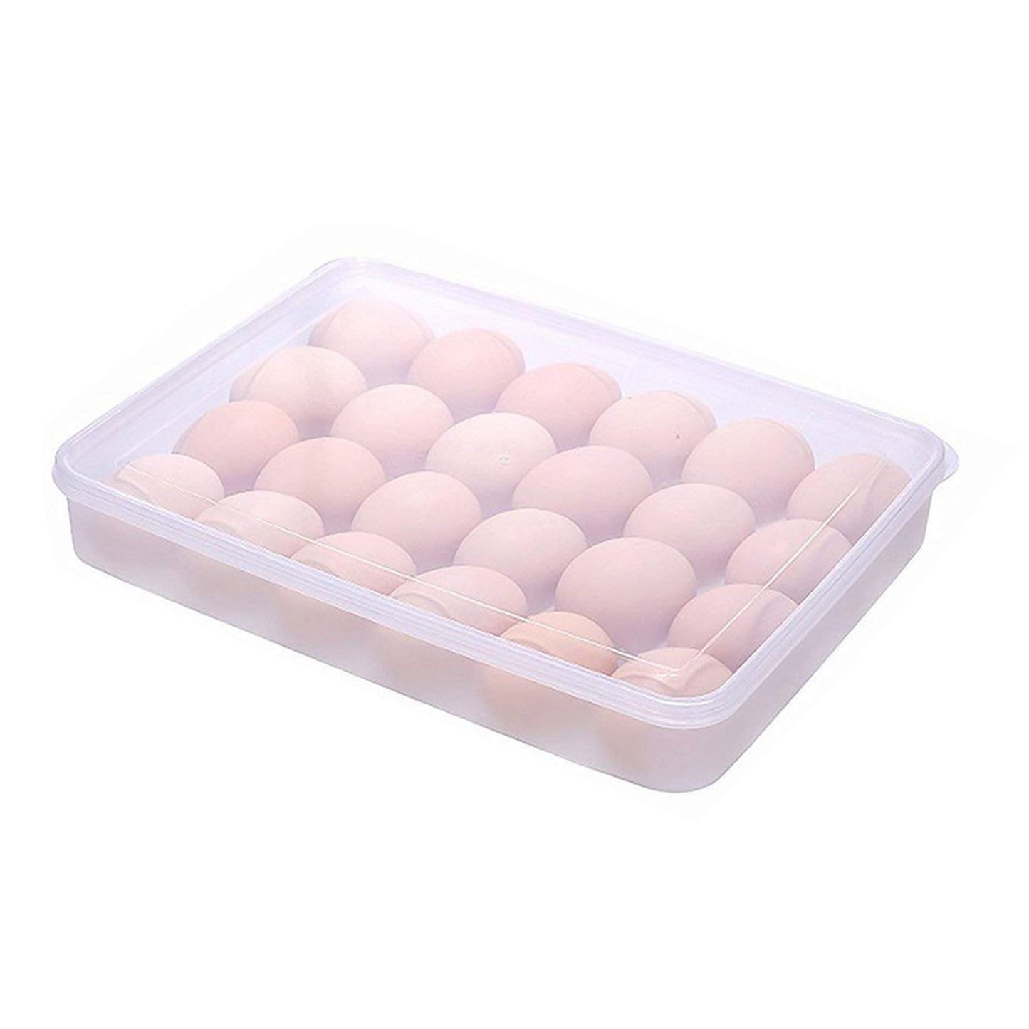 2645 24 Grids Plastic Egg Box Container Holder Tray for Fridge with Lid for 2 Dozen Egg Tray DeoDap