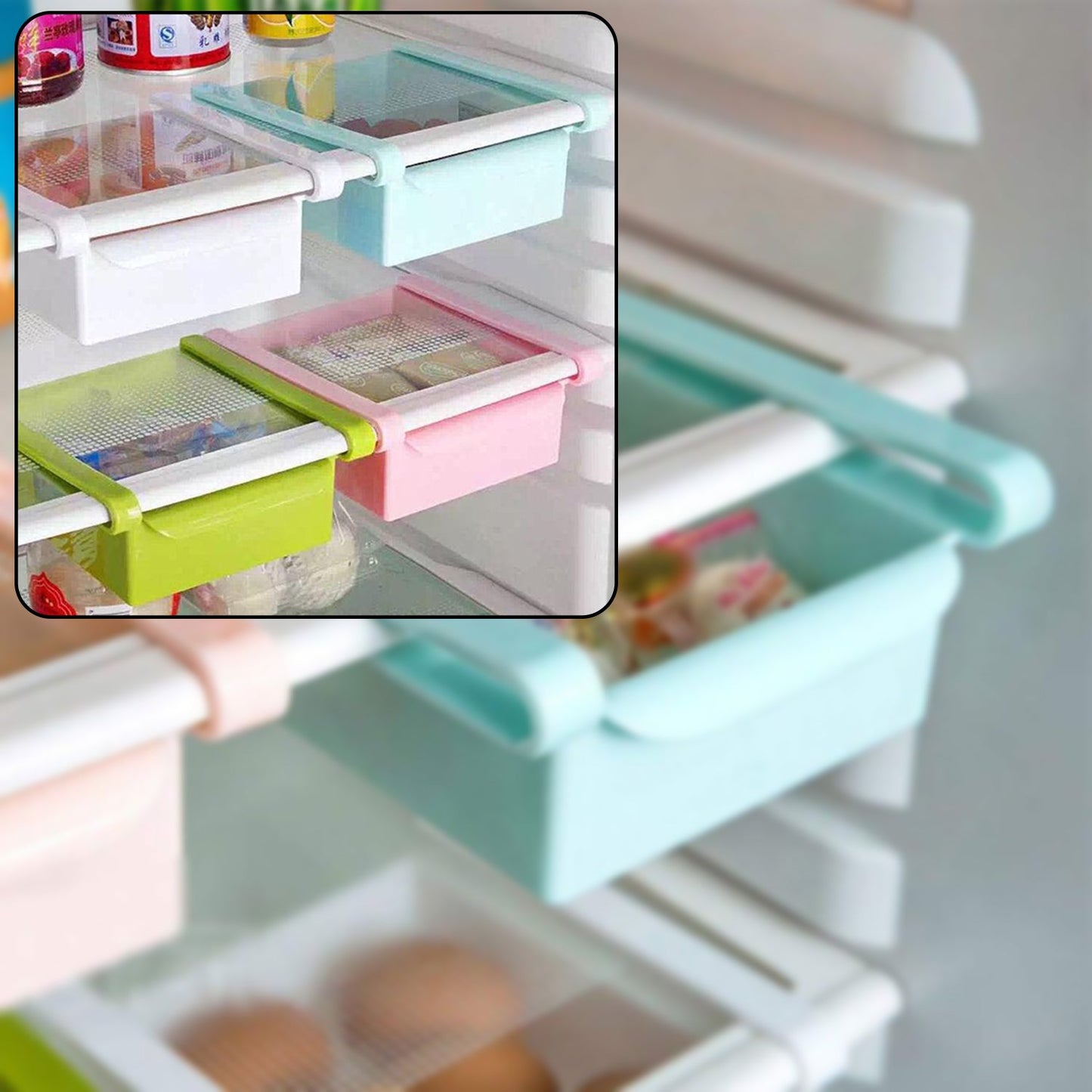 0160 Fridge Space Saver Organizer Slide Storage Racks Shelf (1 pcs) DeoDap