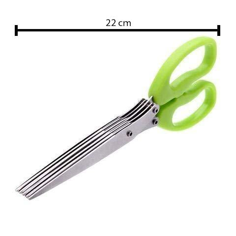 1563 Multifunction Vegetable Stainless Steel Herbs Scissor with 5 Blades DeoDap