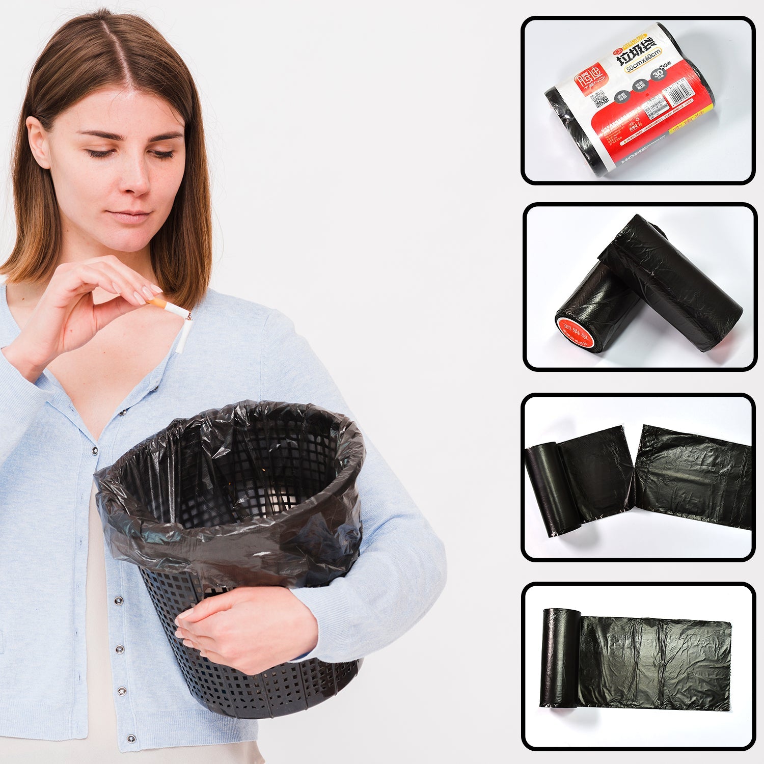 9266 2Rolls Garbage Bags/Dustbin Bags/Trash Bags 50x60Cm DeoDap