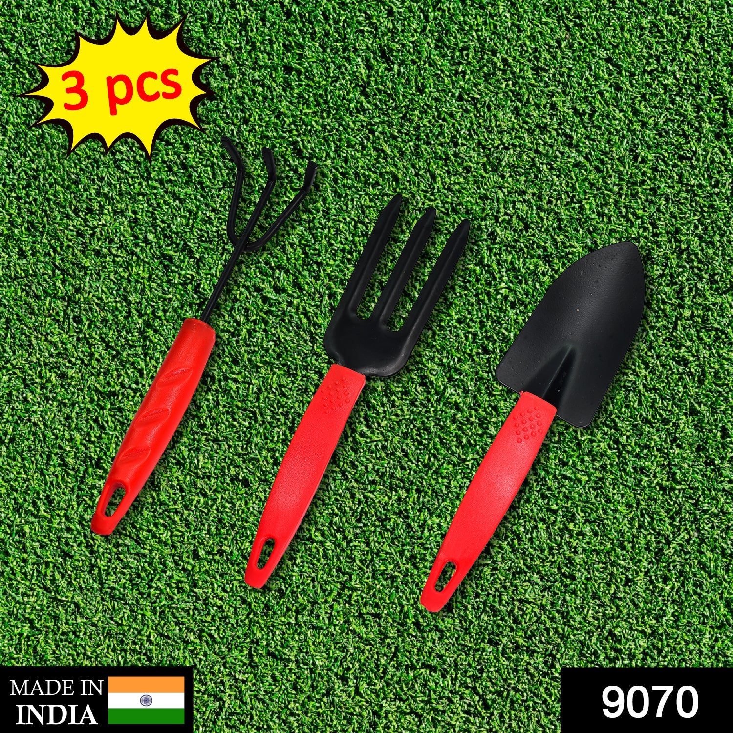 9070 3pcs Small sized Hand Cultivator, Small Trowel, Garden Fork DeoDap