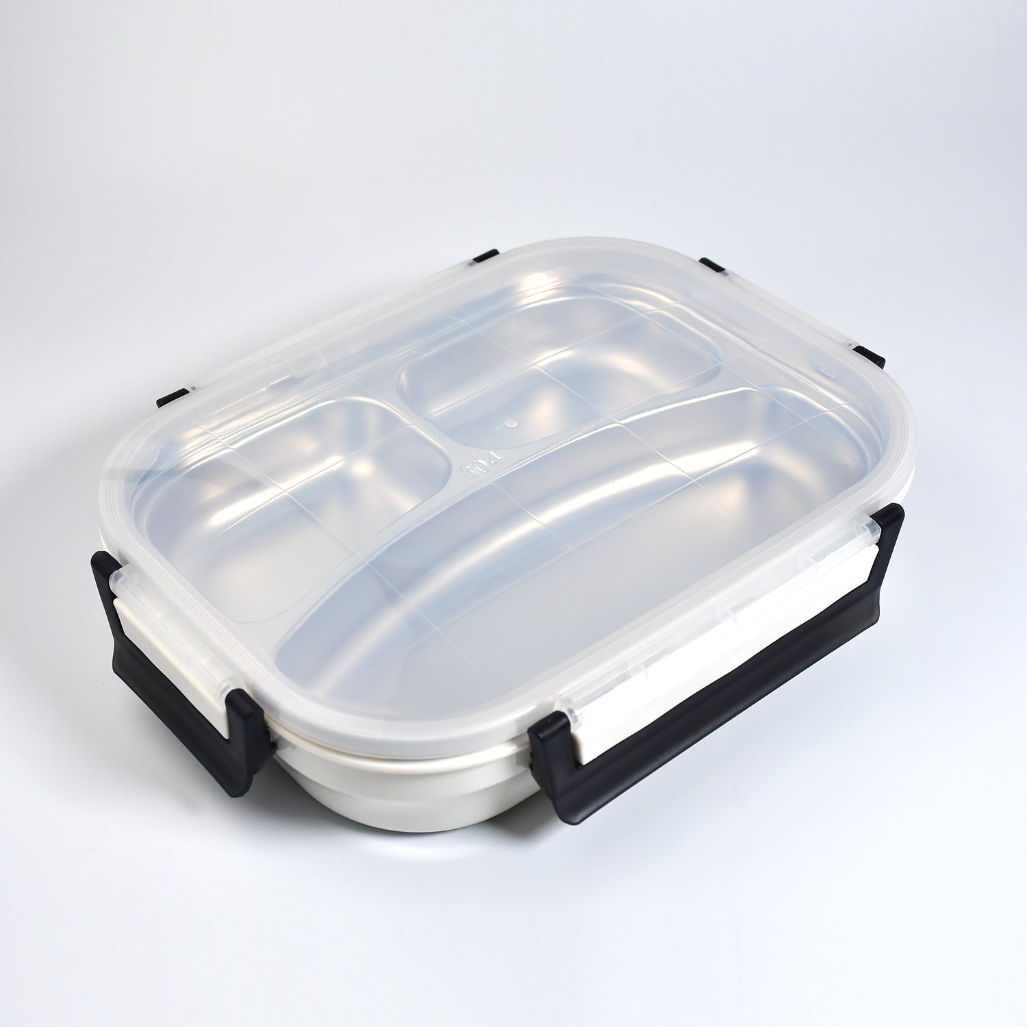 2980 White Transparent Lunch Box for Kids and adults, Stainless Steel Lunch Box with 3 Compartments. DeoDap