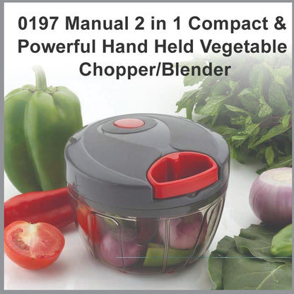 0197 Manual 2 in 1 Compact & Powerful Hand Held Vegetable Chopper/Blender DeoDap