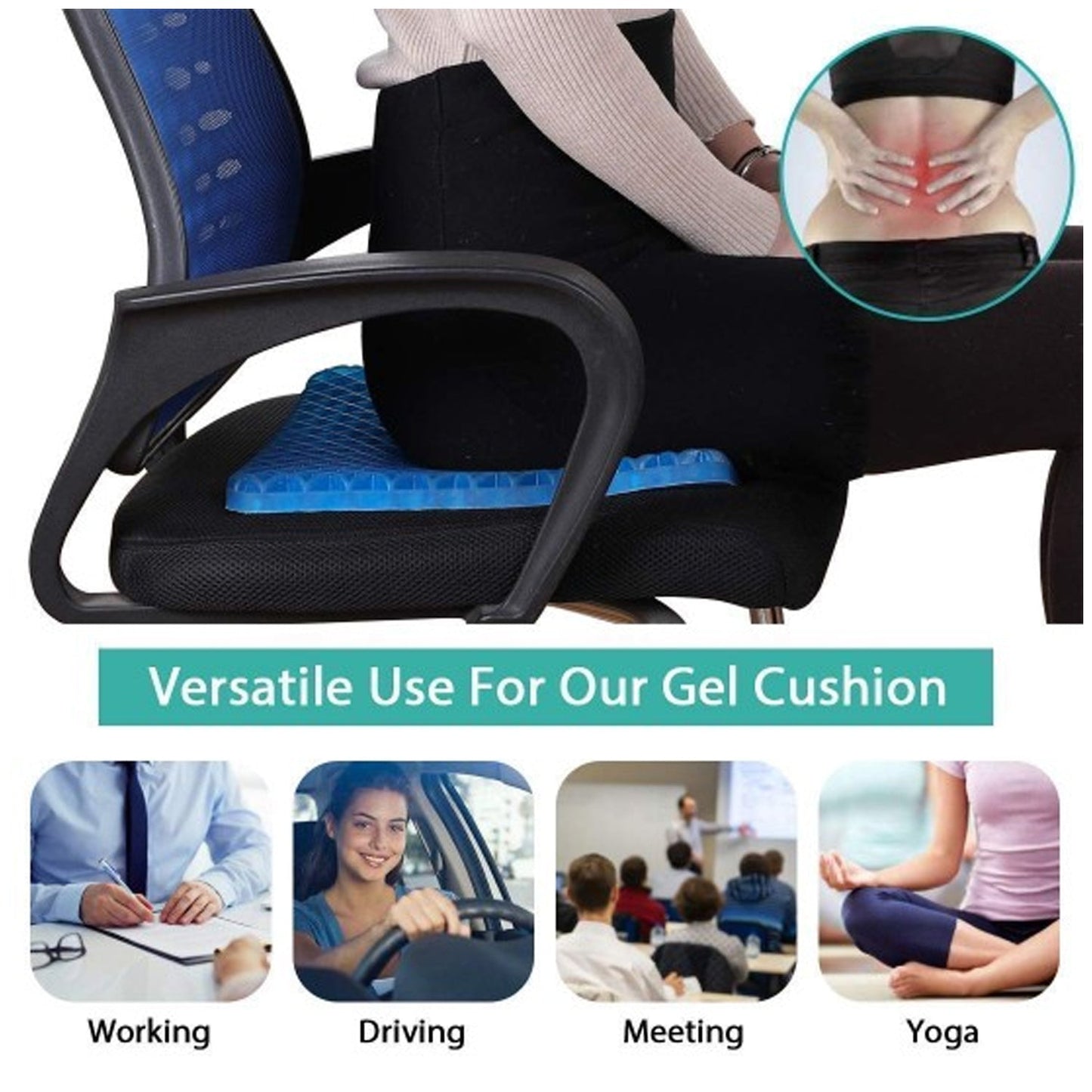 6019 Silicone Flex Pillow Gel Orthopaedic Seat Cushion Pad for Car DeoDap