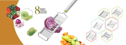 2142 6 in 1 Stainless Steel Kitchen Chips Chopper Cutter Slicer and Grater with Handle DeoDap