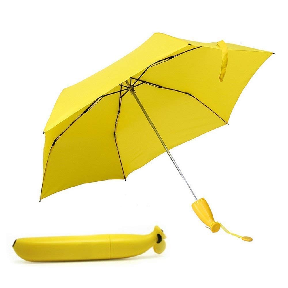 1639 Stylish Banana Shaped Mini Foldable Umbrella DeoDap