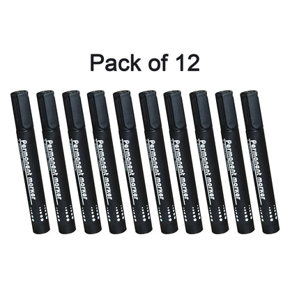 1625 Black Permanent Markers for White Board (Pack of 12) DeoDap