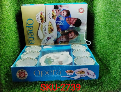 2739 9 Pc Pudding Set used as a cutlery set for serving food purposes and sweet dishes and all in all kinds of household and official places etc. DeoDap