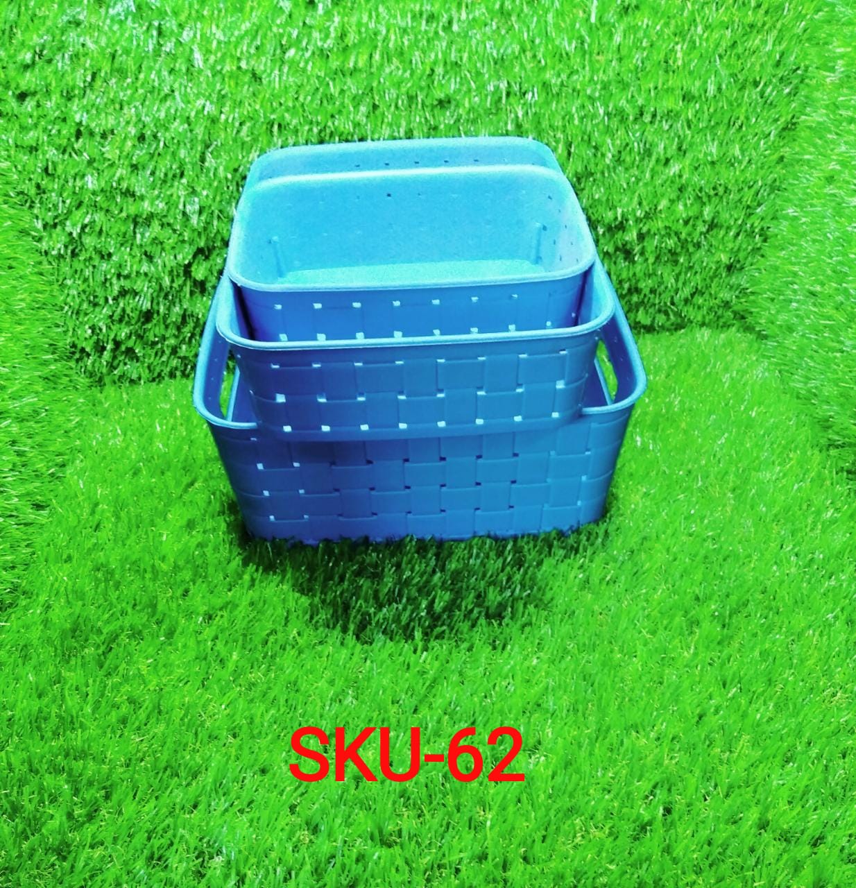 062 Smart Baskets for Storage(Set of 3) Sky Blue DeoDap