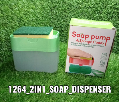 1264 2-in-1 Liquid Soap Dispenser on Countertop with Sponge Holder DeoDap