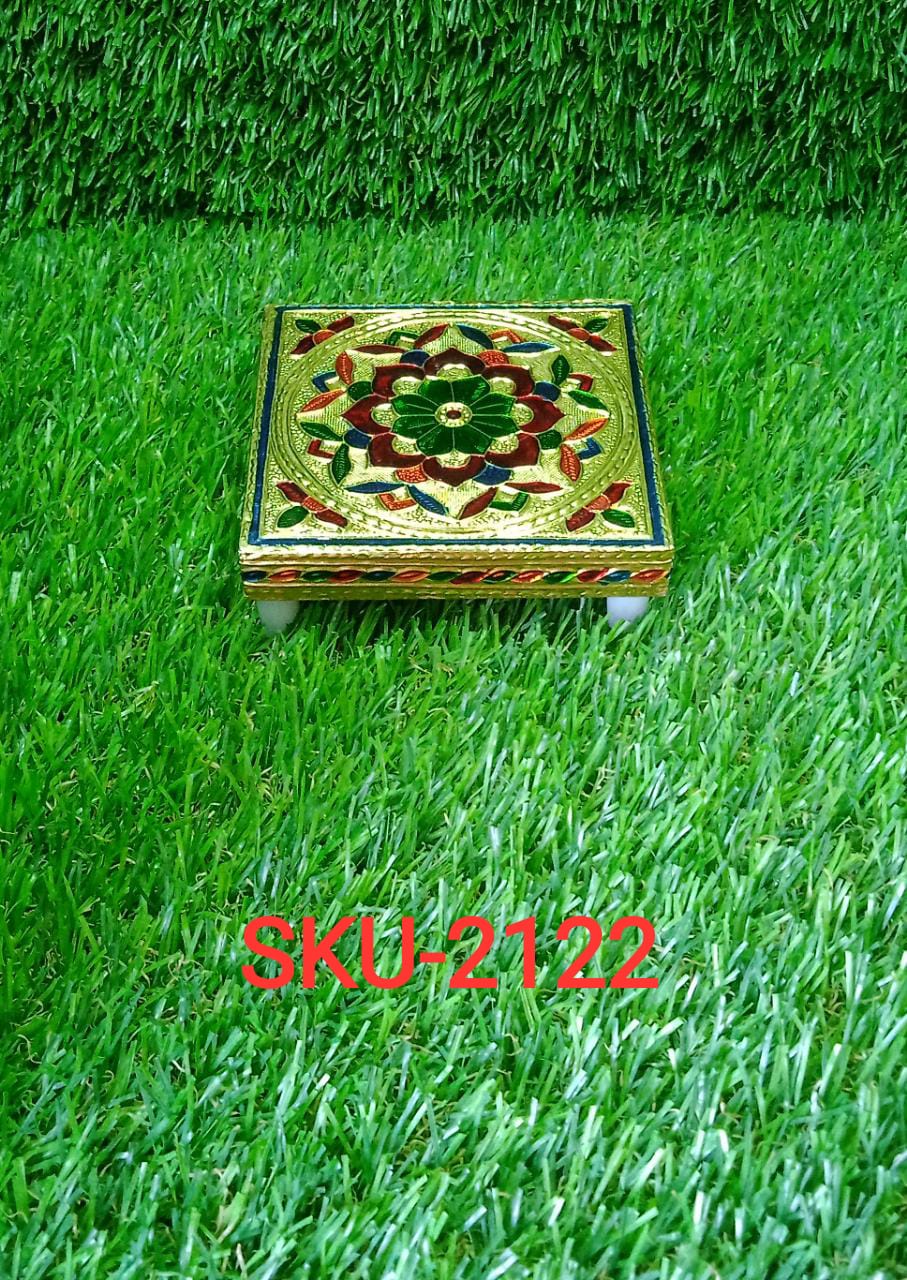 2122 Multipurpose Traditional Decorative Design Wooden Chowki/Bajot DeoDap