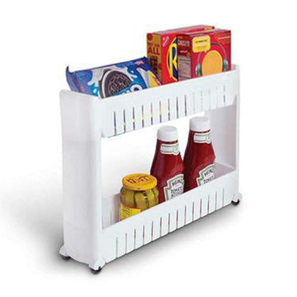 2172 Multipurpose 2 Layer Slim Side Space Saving Storage Organizer Rack Shelf DeoDap