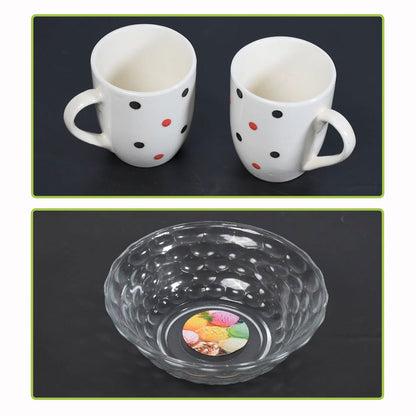 7140 Cup & Plate Set Morning Tea Serving Use Ceramic Mug Set For Home & Kitchen Use DeoDap